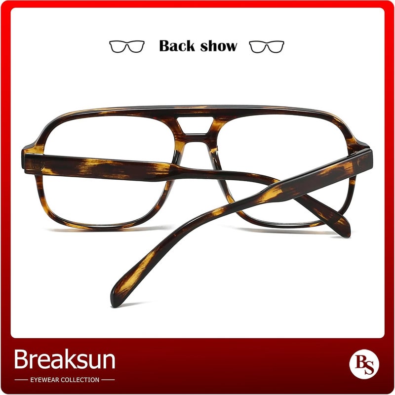 Breaksun Oversized Square Aviator Glasses for Women Men Big Frame Retro Blue Light Blocking Glasses Vintage Style - Image 5